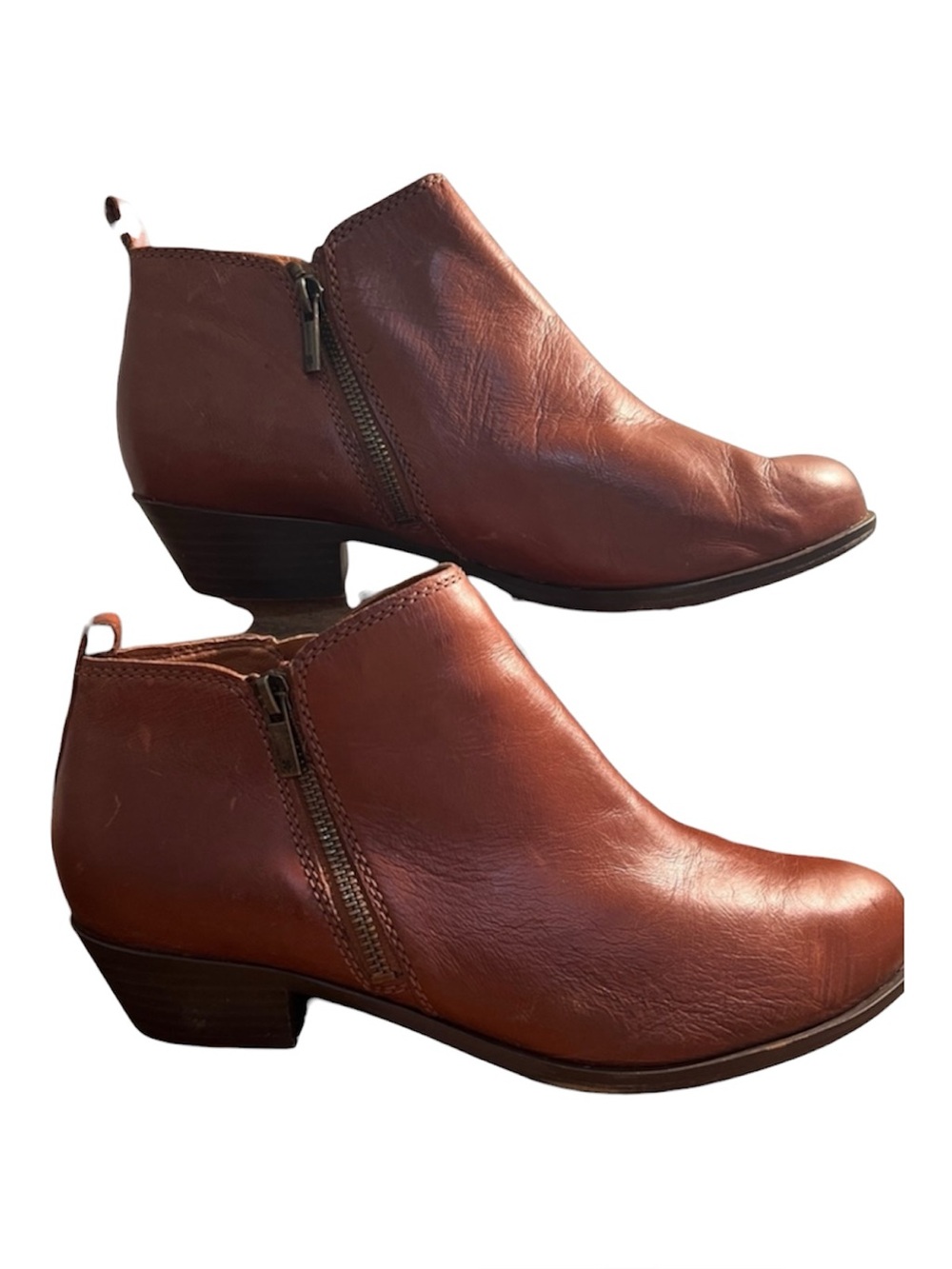 Lucky Brand Basel Ankle Boots with Chunky Heel‎ and Double Side Zippers